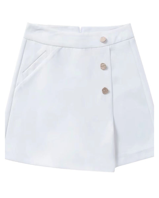 Texairon Skorts Skirts for Women's Vintage High Rise Button Up Denim Skirt Distressed Jean Shorts with Functional Side Pockets